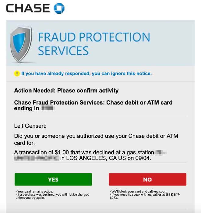 Fraud Alert Email